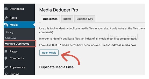 manage duplicates images with media cleanup plugins