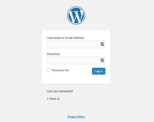 WordPress login page