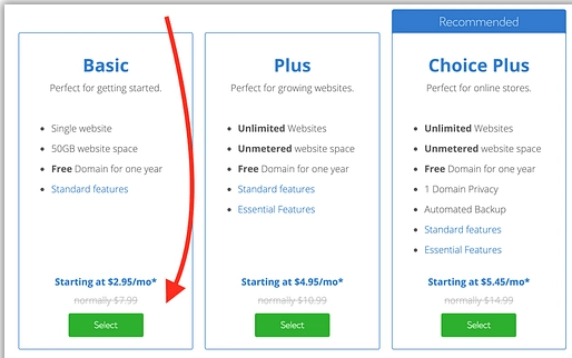 bluehost pricing page